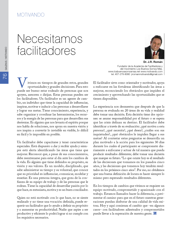 Motivando: Necesitamos facilitadores 