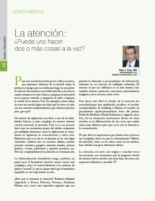 Léxico médico: La atención: ¿Puede uno hacer dos o más cosas a la vez? 