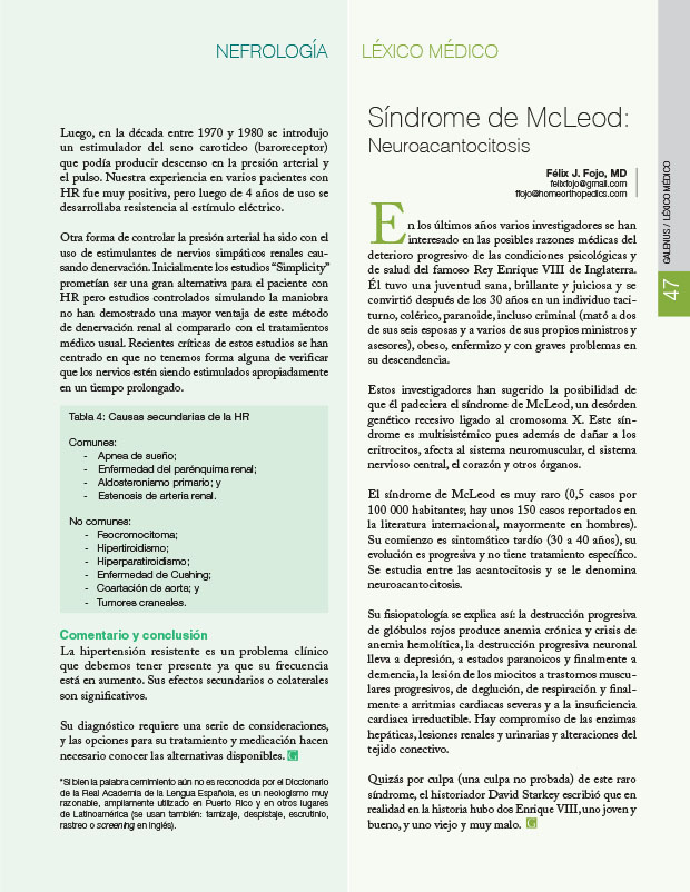 Léxico médico: Síndrome de McLeod: Neuroacancitosis 