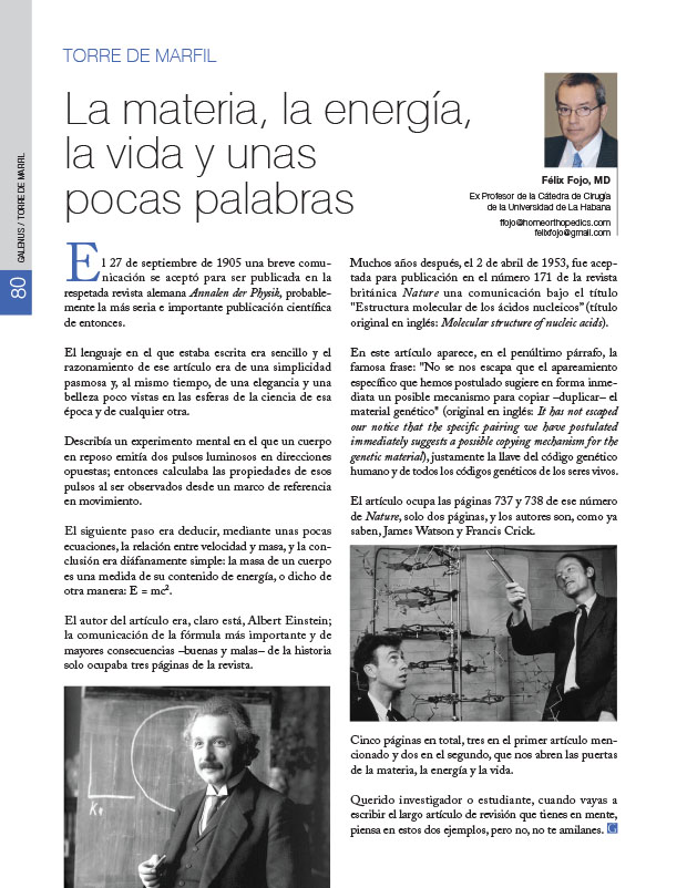 La torre de marfil: La materia, la energía, la vida y unas pocas palabras 