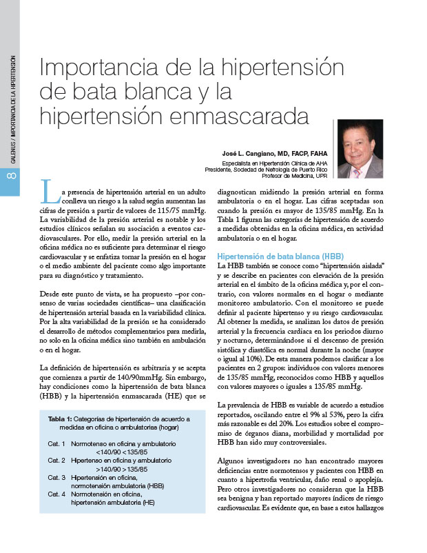 Importancia de la hipertensión de bata blanca y la hipertensión enmascarada 