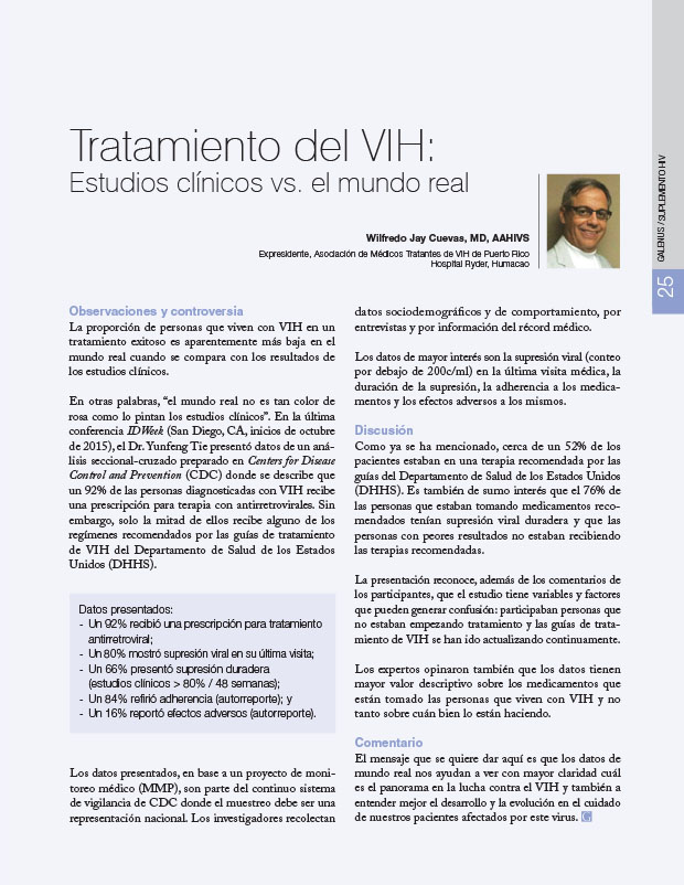 Tratamiento del VIH: Estudios clínicos vs. el mundo real 