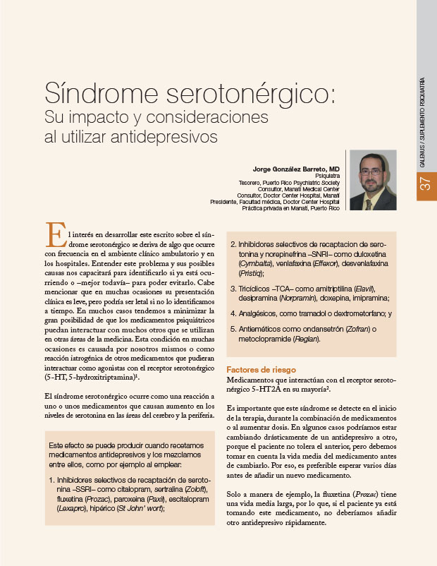 Síndrome serotonérgico: Su impacto y consideraciones al utilizar antidepresivos 
