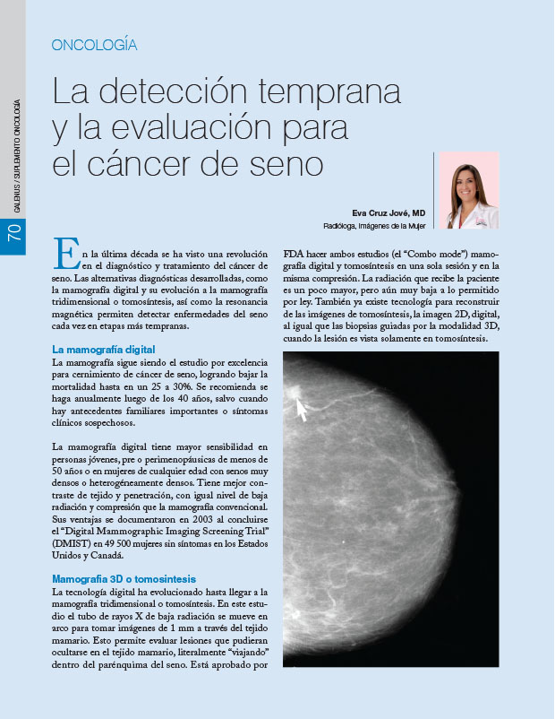La detección temprana y la evaluación para el cáncer de seno 