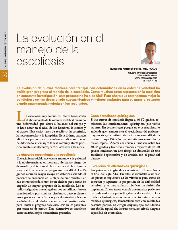 La evolución en el manejo de la escoliosis 