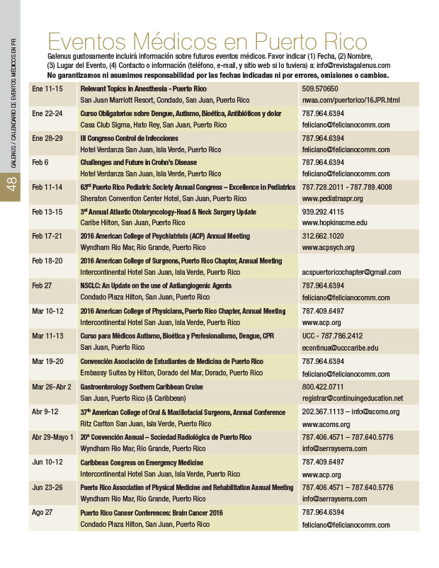 Calendario: Eventos Médicos en Puerto Rico 