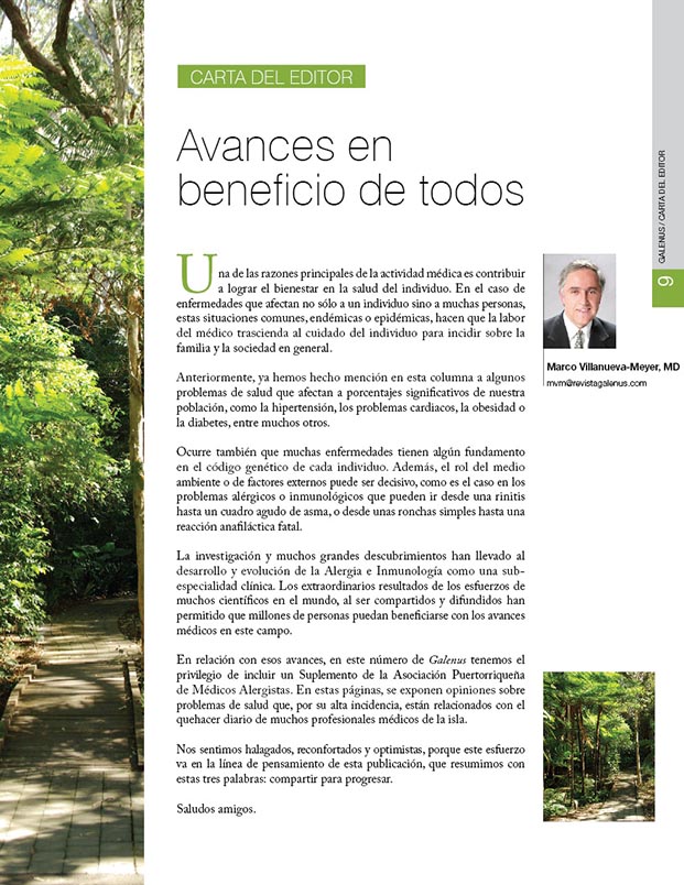 Carta del editor: Avances en beneficio de todos 