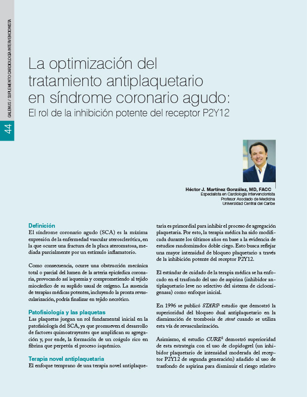 La optimización del tratamiento antiplaquetario en síndrome coronario agudo: El rol de la inhibición potente del receptor P2Y12 