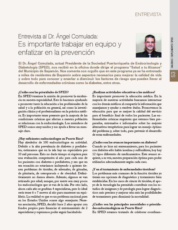 Entrevista al Dr. Ángel Comulada: Es importante trabajar en equipo y enfatizar en la prevención 