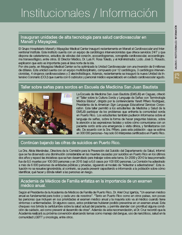 Institucionales: Noticias e información médica 