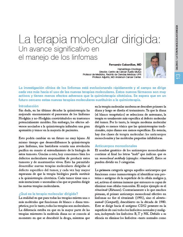 La terapia molecular dirigida: Un avance significativo en el manejo de los linfomas 