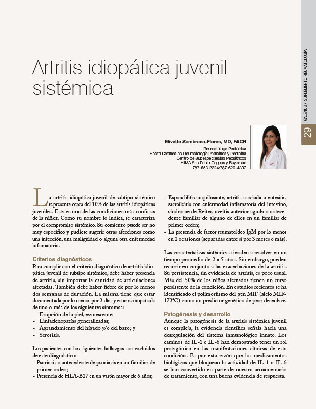 Artritis idiopática juvenil sistémica 