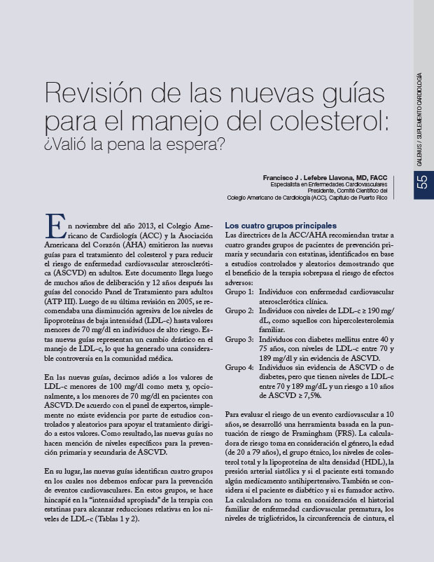 Revisión de las nuevas guías para el manejo del colesterol: ¿Valió la pena la espera? 