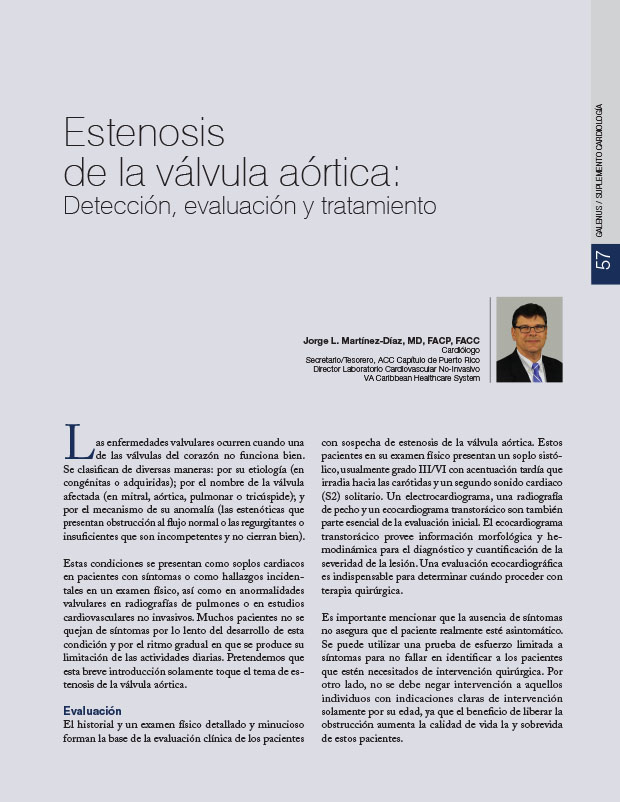 Estenosis de la válvula aórtica: Detección, evaluación y tratamiento 