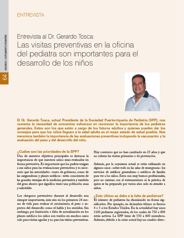 Entrevista al Dr. Gerardo Tosca: Las visitas preventivas en la oficina del pediatra son importantes para el desarrollo de los niños 