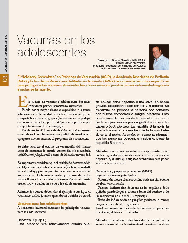 Vacunas en los adolescentes 