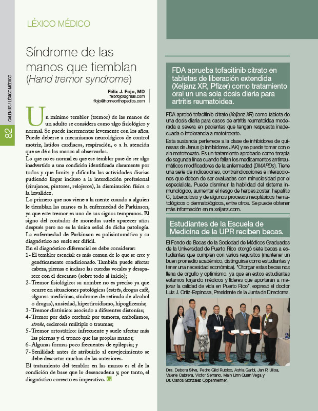 Léxico médico: Síndrome de las manos que tiemblan (Hand tremor syndrome) 