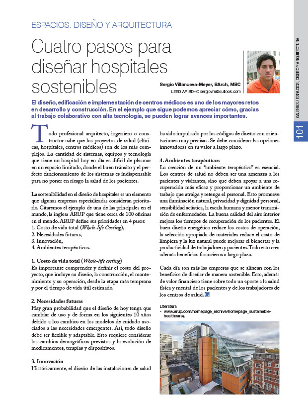 Espacios, Diseño y Arquitectura: Cuatro pasos para diseñar hospitales sostenibles 