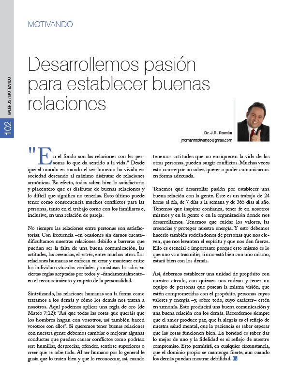 Motivando: Desarrollemos pasión para establecer buenas relaciones 