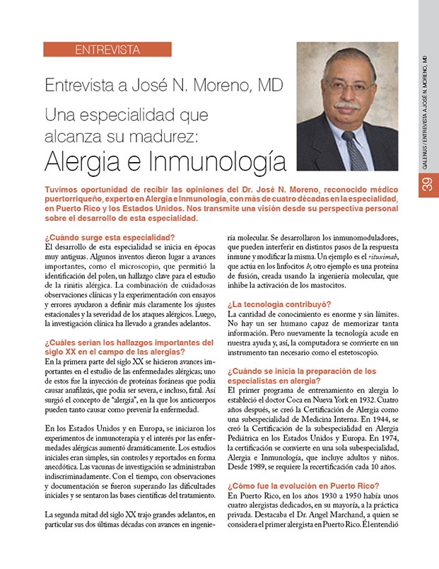 Entrevista al José N. Moreno, MD: Alergia e inmunología 