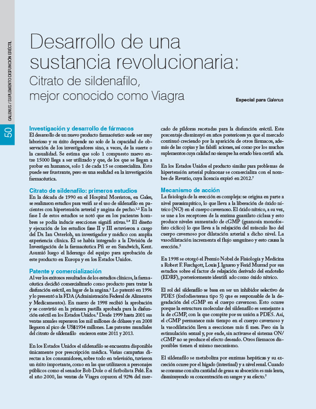 Desarrollo de una sustancia revolucionaria: Citrato de sildenafilo, mejor conocido como Viagra 