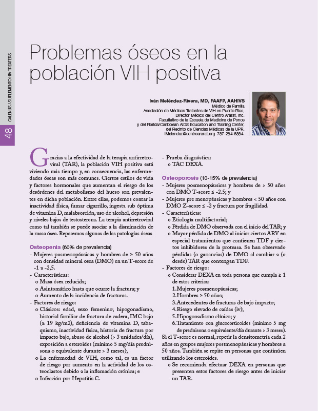 Problemas óseos en la población VIH positiva 
