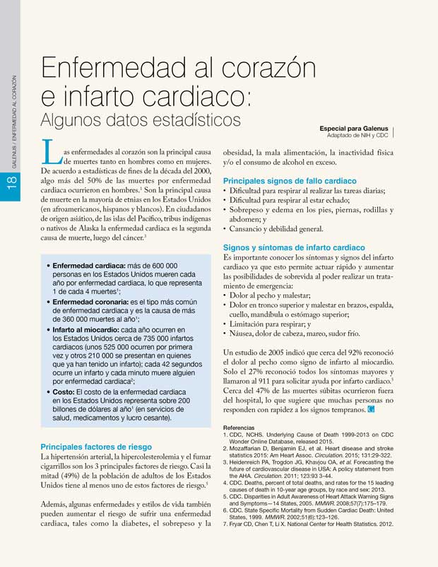 18.Enfermedad al corazón e infarto cardiaco: Algunos datos estadísticos 