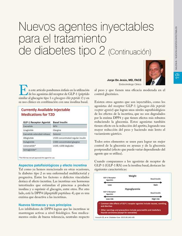 Nuevos agentes inyectables para el tratamiento de diabetes tipo 2 (Continuación) 