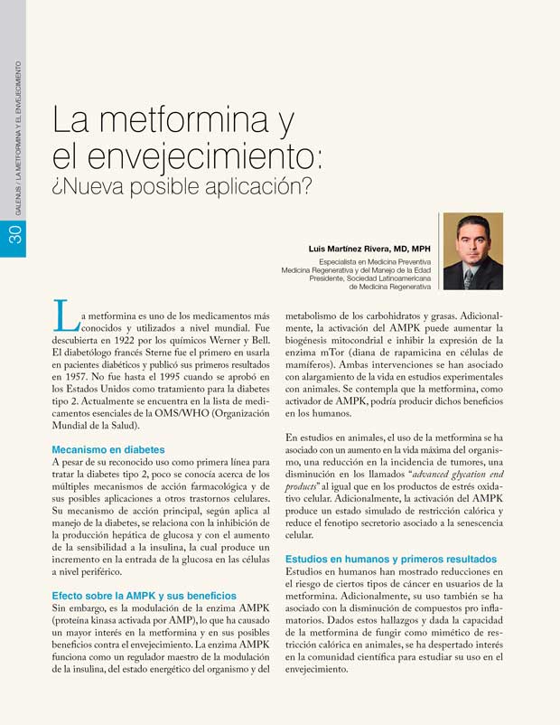 La metformina y el envejecimiento: ¿Nueva posible aplicación? 