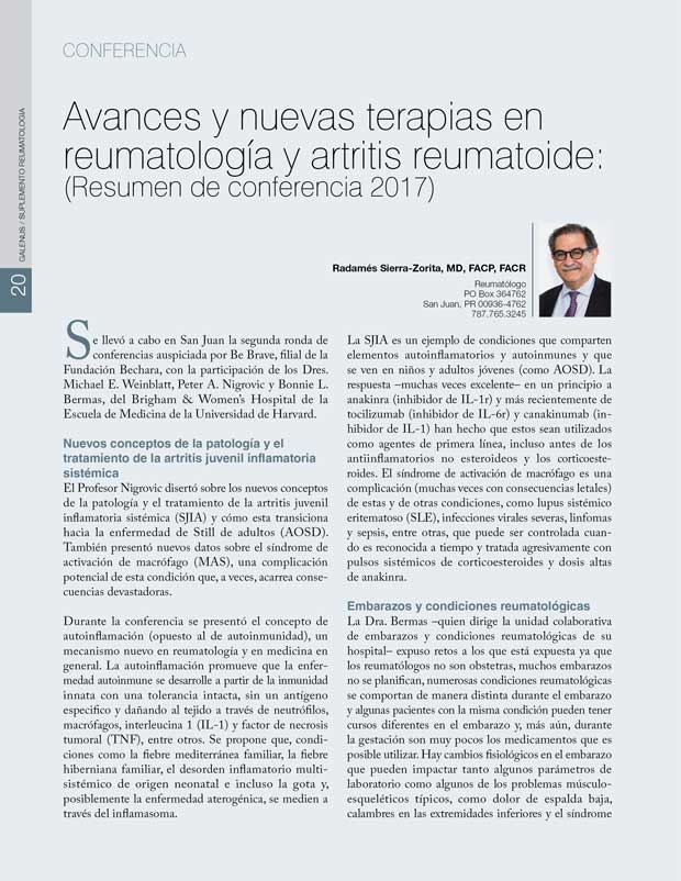 Avances y nuevas terapias en reumatología y artritis reumatoide 