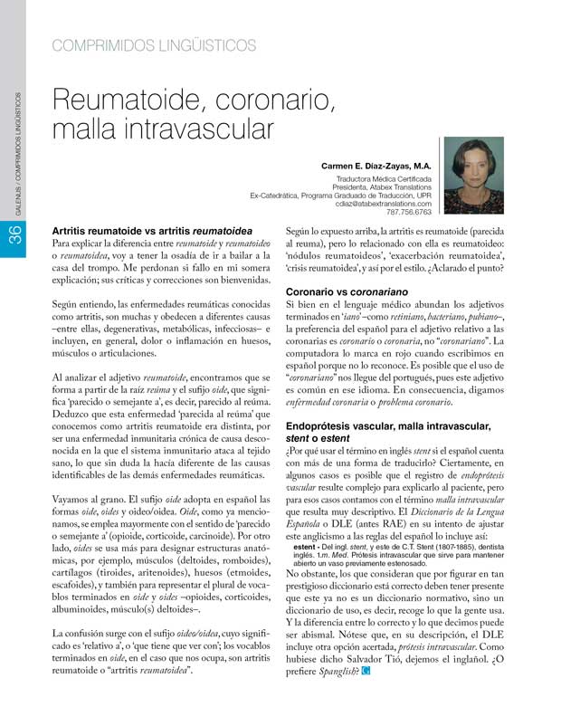 Reumatoide, coronario, malla intravascular 