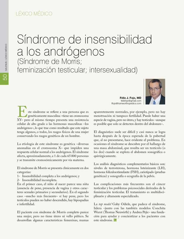Síndrome de insensibilidad  a los andrógenos 