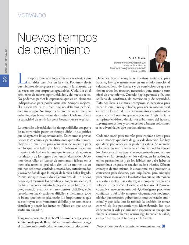 Motivando: Nuevos tiempos  de crecimiento 