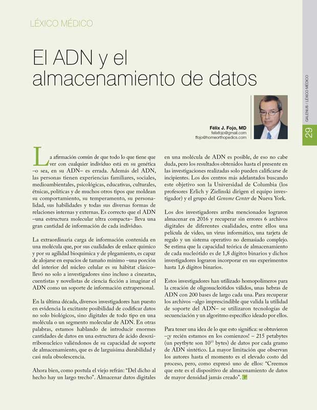 Léxico Médico: El ADN y el almacenamiento de datos 