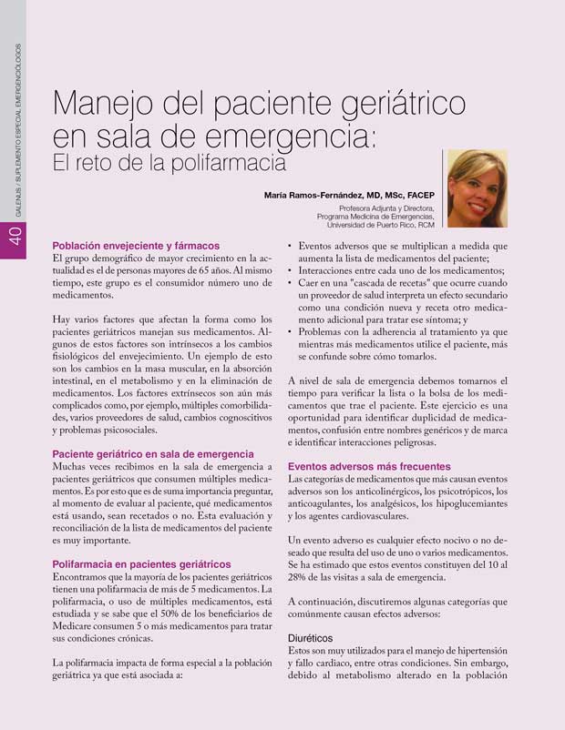 Manejo del paciente geriátrico  en sala de emergencia 