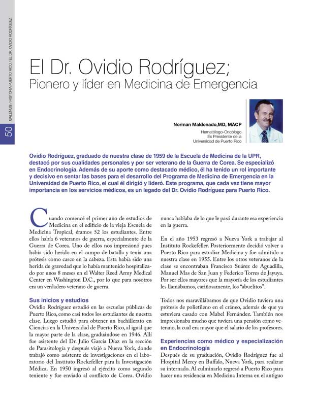 Historia: El Dr. Ovidio Rodríguez 