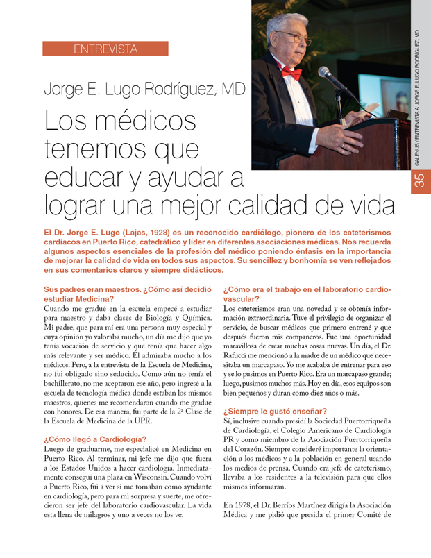 Entrevista a Jorge E. Lugo Rodríguez, MD:   