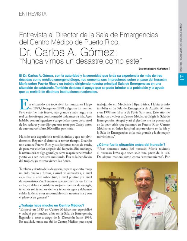 Entrevista: Director de la Sala de Emergencias  del Centro Médico de Puerto Rico, Dr. Carlos A. Gómez 