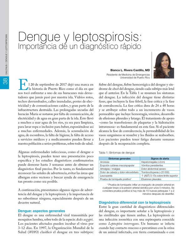 Dengue y leptospirosis: Importancia de un diagnóstico rápido 