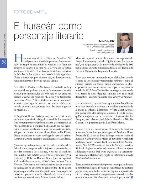 Torre de Marfil: El huracán como personaje literario 