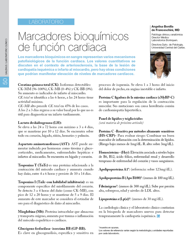 Laboratorio: Marcadores bioquímicos de la función cardiaca 