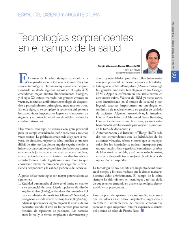 Espacios, diseño y arquitectura: Tecnologías sorprendentes en el campo de la salud 