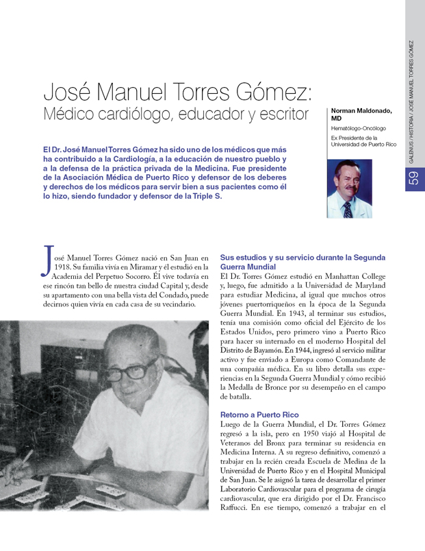 Historia de la Medicina de Puerto Rico: José Manuel Torres Gómez 