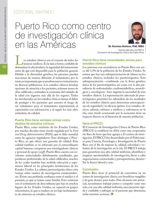 Puerto Rico como centro de investigación clínica  en las Américas 