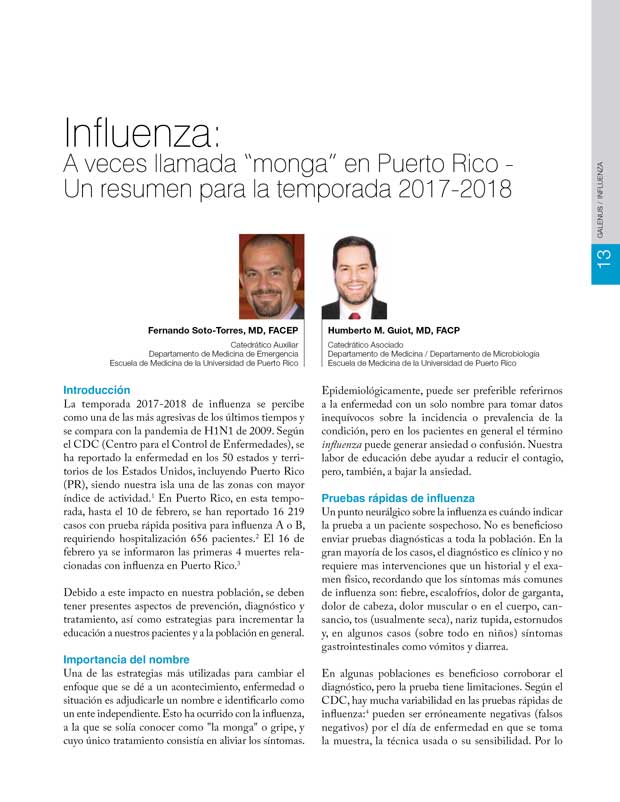 Influenza: A veces llamada “monga” en Puerto Rico 