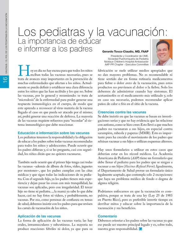 Los pediatras y la vacunación 