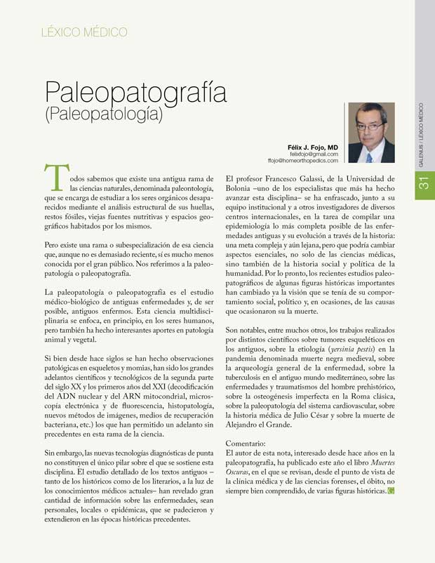Léxico Médico: Paleopatografía (Paleopatología) 