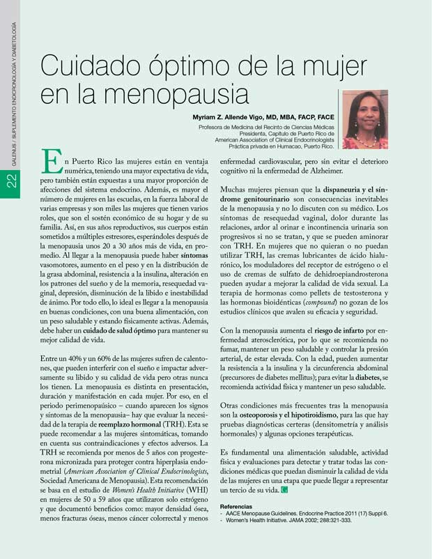 Cuidado óptimo de la mujer  en la menopausia 