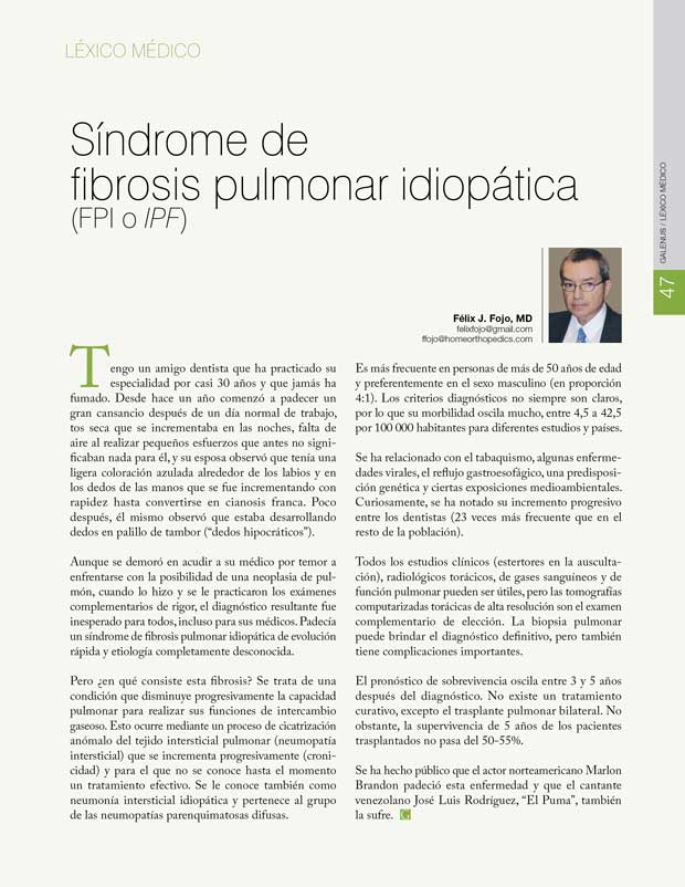 Léxico Médico: Síndrome de  fibrosis pulmonar idiopática 