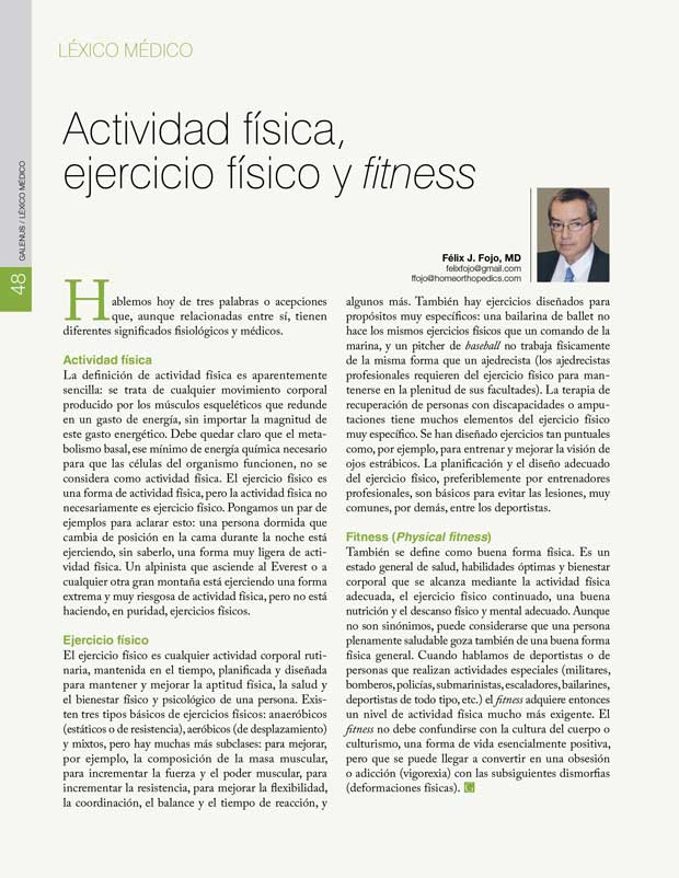 Léxico Médico: Actividad física, ejercicio físico y fitness 